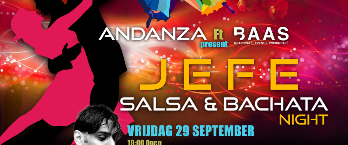 Flyer Jefe Salsa & Bachata night 30 maart